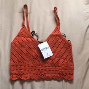 Sweater crotchet knit crop top